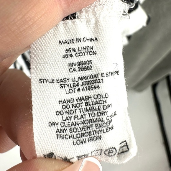 Theory Womens Easy U Navigate Stripe Linen Cotton Scoop Neck Tee Shirt Size M - Picture 5 of 8